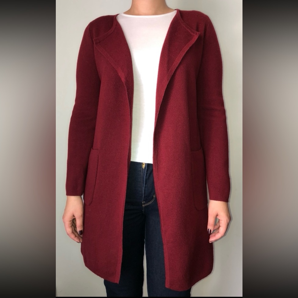 J.Crew Burgundy Merino Wool Blend Juliette Collarless Open Sweater Blazer Xsmall